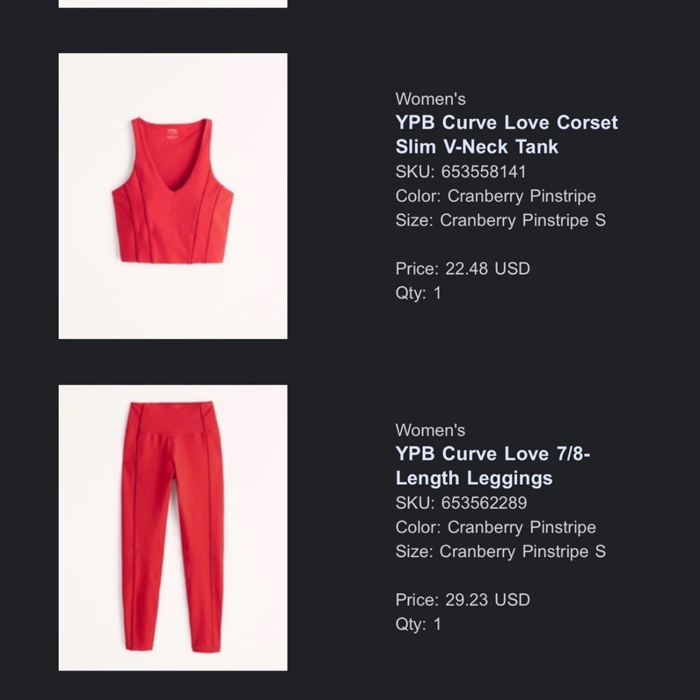 Red Pinstripe 7/8-Length Leggings YPB